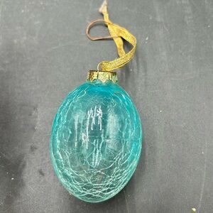 Vintage crackle Easter egg ornament decor teal